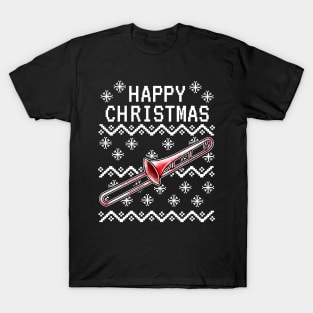 Trombone Ugly Christmas Trombonist Brass Musician T-Shirt